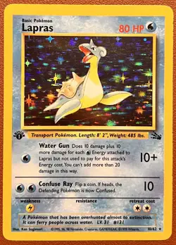 Pokemon Lapras 10/62 1st Edition Fossil Holo Vintage - Image 1