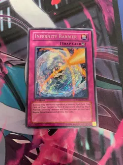 YUGIOH - INFERNITY BARRIER - SECRET RARE - TSHD - 1ST ED - LP - Image 1