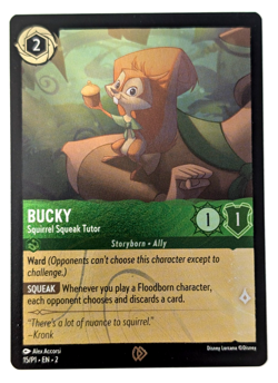 Disney Lorcana BUCKY Squirrel Squeak Tutor 15/P1 Cold Foil Promo NM/M - Image 1