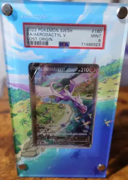 Aerodactyl V 180/196 PSA 9 Alt Art Lost Origin Pokemon Card with Display Case - Image 1