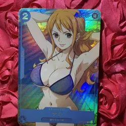 NAMI ONE PIECE Beach Goddess Waifu Foil Anime Card Bikini - Image 1