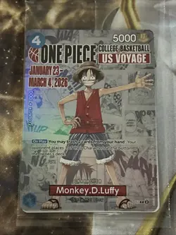 One Piece Monkey D. Luffy US Voyage College Basketball Promo Card (Mint - New) - Image 1