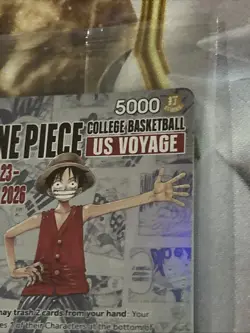 One Piece Monkey D. Luffy US Voyage College Basketball Promo Card (Mint - New) - Image 4