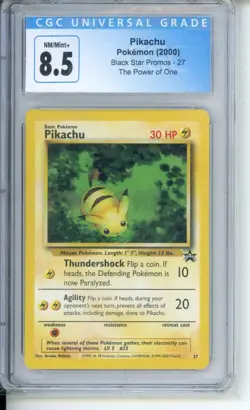 CGC 8.5 Pikachu 27/53 WOTC Black Star PROMO 1999 Vintage Near Mint+ Pokemon Card - Image 1