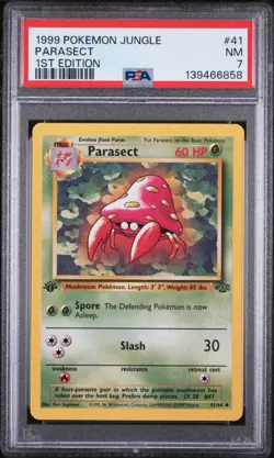 Card PSA NEAR MINT 7 1999 POKEMON JUNGLE 41 PARASECT 1ST EDITION - Image 1