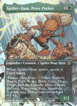 MTG Spider-Ham, Peter Porker (0201) *Foil* Borderless Spider-Man SPM NM/MT - Image 1