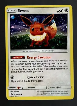 2017 Pokemon SUN AND MOON GENERAL MILLS SEQUIN HOLO EEVEE 101/149 LP(-)! - Image 1