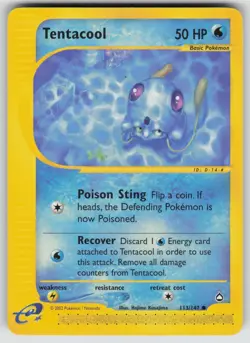 Tentacool 113/147 Common Aquapolis Pokemon Lightly Played - Image 1