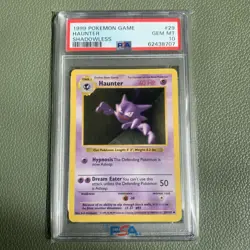 1999 POKEMON BASE SET SHADOWLESS #29 HAUNTER PSA 10 29/102 - Image 1