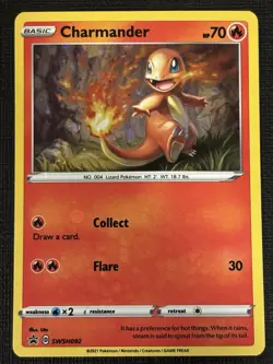 2021 POKEMON SWORD & SHIELD CHARMANDER SWSH092 BLACK STAR PROMO HOLO BLEED - Image 1