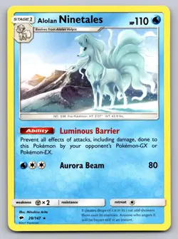 Alolan Ninetales 28/147 Rare Burning Shadows Pokemon Lightly Played - Image 1