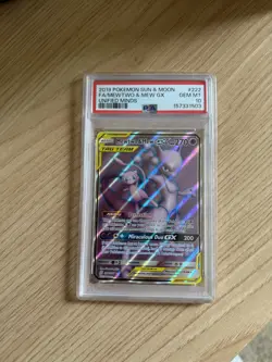 PSA 10 Mewtwo & Mew GX 222/226 Unified Minds Full Art Sun & Moon Pokemon - Image 1