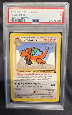 1999 Pokemon Game WOTC Movie Promo Stamped Dragonite #5 PSA 5 - Image 1