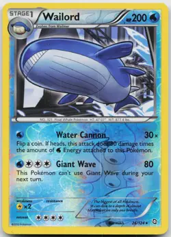 Wailord 26/124 Holo Rare Dragons Exalted Pokemon Reverse Holo Near Mint - Image 1