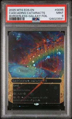 PSA 9 MTG: Borderless Galaxy Foil Cascading Cataracts #0095 - Edge Of Eternities - Image 1