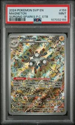 2024 POKEMON SURGING SPARKS POKEMON CENTER ETB PROMO SVP #159 MAGNETON PSA 9 - Image 1