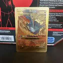 Pokemon Moltres Zapdos Articuno GX Tag Team Gold Foil Fan Art Collector Card TCG - Image 1