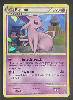 Espeon 2010 Pokemon HS-Undaunted #2/90 Cracked Ice NM ERROR Holo Bleed - Image 1