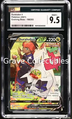 Duraludon V 198/203 Ultra Rare Holo Evolving Skies Pokemon CGC 9.5 MINT+ - Image 1