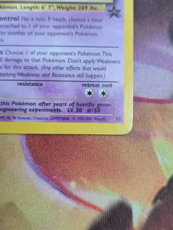 Pokemon TCG Mewtwo #12 Black Star Promo Vintage 1999 - Image 5