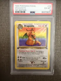 Pokemon 1999 Fossil Dragonite 19/62 1st Edition Regular Rare PSA 6 English - Image 1