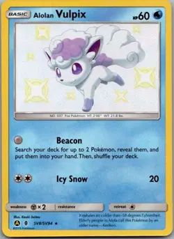 Alolan Vulpix SV8/SV94 Shiny Rare Hidden Fates Shiny Vault Pokemon Holo NM - Image 2