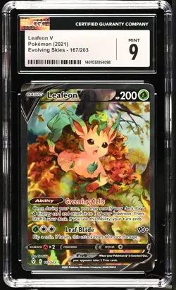 Leafeon V 167/203 Ultra Rare Holo Evolving Skies Pokemon CGC 9 Mint - Image 1