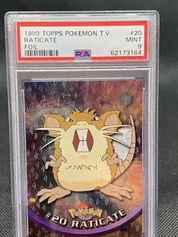 1999 topps pokemon raticate foil psa 9 - Image 1