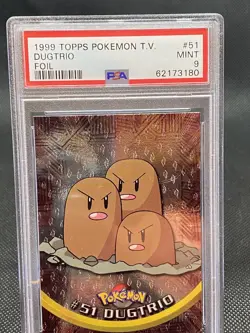 PSA 9 1999 Dugtrio #51 Foil Pokemon Topps Series 1 T.V. Black Label - Image 1
