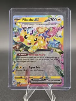 2024 Pokemon SURGING SPARKS PIKACHU EX DOUBLR RARE HOLO 057/191 - Image 1