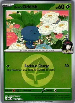 Erika's Oddish (Energy Symbol Pattern) 001/217 Holo ASC Pokemon Reverse Holo NM - Image 1