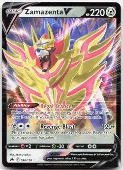 Zamazenta V 098/159 Holo V Rare Crown Zenith Pokemon Near Mint - Image 1