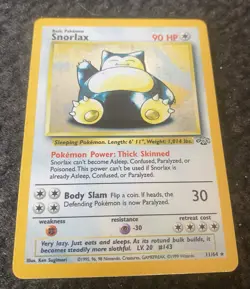 Pokemon TCG Snorlax 11/64 Holo Rare LP (1999 Jungle) *MINT* Never Played * - Image 1