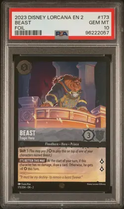PSA 10 Beast Tragic Hero Legendary FOIL #173 GEM MINT 2023 Disney Lorcana - Image 1