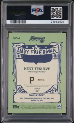 2021 Topps x Spotlight 70 Kent Tekulve #42A Auto Signed PSA 10 Gem Mint GEM MT - Image 2