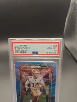 Panini 2022 Prizm Rookies Brock Purdy Blue Wave Prizm #353 RC /199 PSA 10 - Image 2