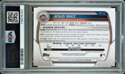 JESUS BAEZ 2023 Bowman Chrome Sapphire 1st AQUA REFRACTOR AUTO PSA 10 Gem SP /99 - Image 2