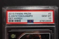 Giannis Antetokounmpo 2019 Panini Prizm Get Hyped! Milwaukee Bucks Insert PSA 10 - Image 2