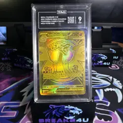 Gold Mega Charizard EX Graded TAG 9 Holo #130/94, Phantasmal Flames Pokemon Card - Image 1