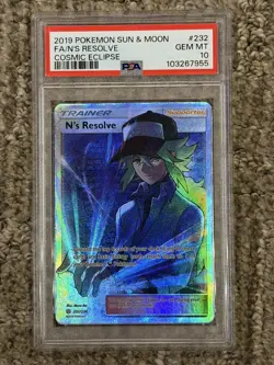2019 POKEMON SUN & MOON COSMIC ECLIPSE #232 FULL ART/N'S RESOLVE PSA 10 - Image 1