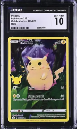 Pokemon TCG Pikachu 005/025 Celebrations Full Art CGC 10 GEM MINT - Image 1