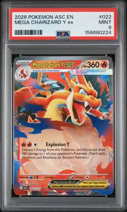 2026 POKEMON ASC EN-ASCENDED HEROES #022 MEGA CHARIZARD Y EX PSA 9 - Image 1
