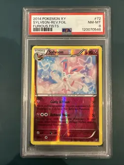 2014 POKEMON XY FURIOUS FISTS #72 SYLVEON-REVERSE FOIL PSA 8 - Image 1
