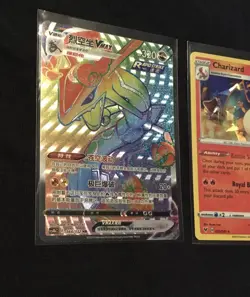 Pokemon Rayquaza Vmax 164 Chinese Rainbow, Charizard Cracked Holo 025 Lot Set - Image 2