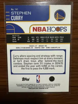 Stephen Curry 2025-26 Topps NBA Hoops Rainbow Green and Blue Foil #'d /249 - Image 2