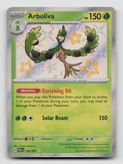 ARBOLIVA 104/091 Shiny Rare Holo Pokemon PALDEAN FATES - Image 1