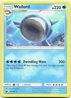 Wailord 40/168 Rare Celestial Storm Pokemon LP - Image 1