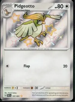 Pidgeotto 197/091 Shiny Rare Paldean Fates Pokemon Holo Near Mint - Image 1