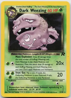 Dark Weezing 31/82 Rare Team Rocket Pokemon Unlimited Heavily Played - Image 1