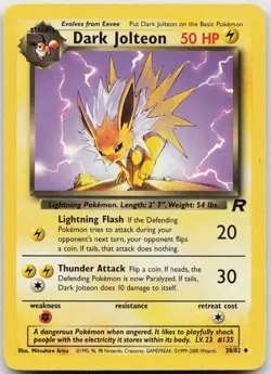 Dark Jolteon 38/82 Uncommon Team Rocket Pokemon Unlimited Moderately Played - Image 1